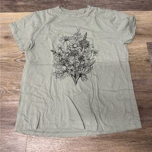 Floral Graphic Women's T-Shirt - Green